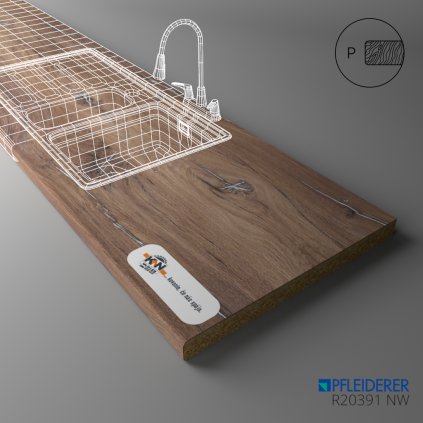 PFLEIDERER - Pracovná Doska - R20391 NW - Nutmeg Bijoux Oak - 4100 x 900 x 38 mm (SK PROG)