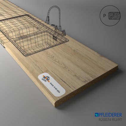 PFLEIDERER - Pracovná Doska - R20074 RT/RU - Bordeaux Oak Light - 4100 x 900 x 38 mm (SK PROG)