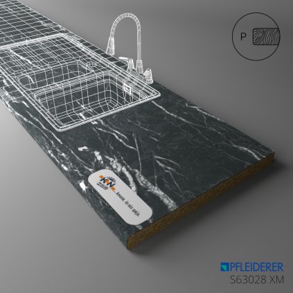 PFLEIDERER - Pracovná Doska - S63028 XM - Nero Portoto - 4100 x 600 x 38 mm (SK PROG)