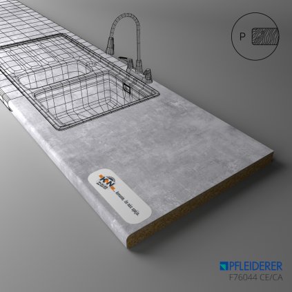 PFLEIDERER - Pracovná Doska - F76044 CE/CA - Bellato Grey - 4100 x 900 x 38 mm (SK PROG)