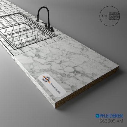 PFLEIDERER - Pracovná Doska - S63009 XM - Carrara Marble - 4100 x 900 x 20 mm (SK PROG)