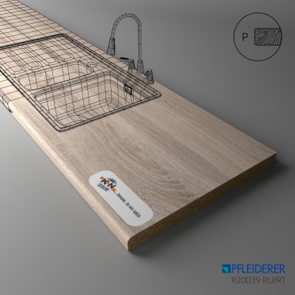 PFLEIDERER - Pracovná Doska - R20039 RT/RU - Grey Sonoma Oak - 4100 x 640 x 20 mm (SK PROG)