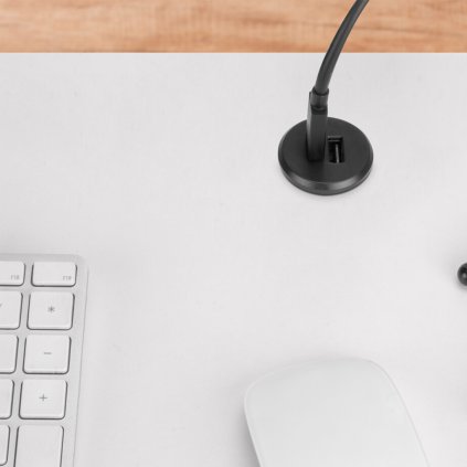 Elektrická záuvka - Nabíjacia jednotka gulatá, USB A+C, Čierna