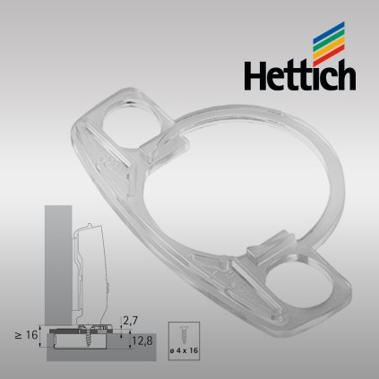 Hettich - Adaptér na zmenšenie hĺbky otvoru pre misku – TH/TS, 2,7 mm, transparentný