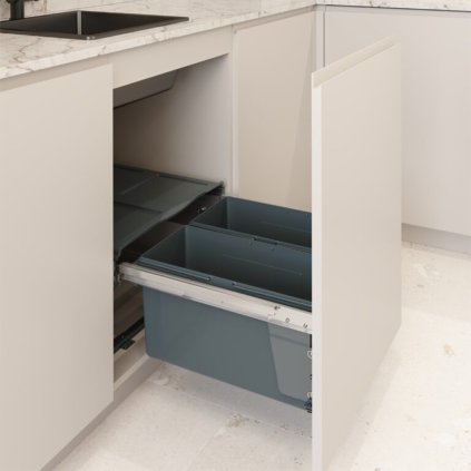 Smetný kôš WIRELI - Komfort 2 x 18 l + set pre úchyt dvierok, Antracit