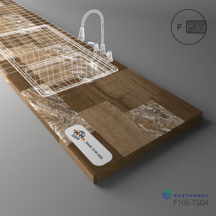 KASTAMONU - Pracovná doska TECHNOTOP - F106 TS04 - 4100 x 635 x 38 - Fusion