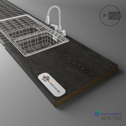 KASTAMONU - Pracovná doska TECHNOTOP - A670 TS05 - 4100 x 900 x 38 - Obsidian Oak