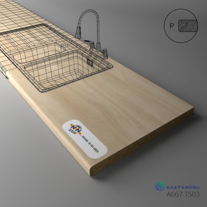 KASTAMONU - Pracovná doska TECHNOTOP - A667 TS03 - 4100 x 900 x 38 - Montello Chestnut