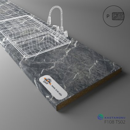 KASTAMONU - Pracovná doska TECHNOTOP - F108 TS02 - 4100 x 900 x 38 - Amedeo