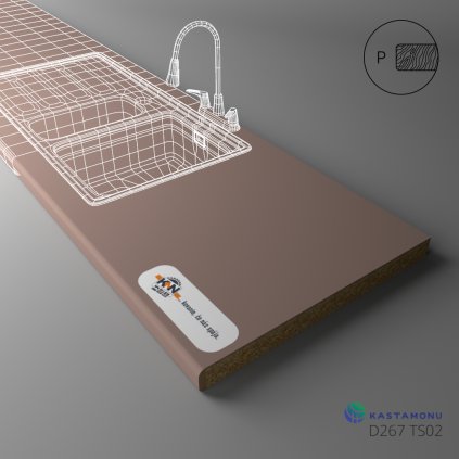 KASTAMONU - Pracovná doska TECHNOTOP - D267 TS02 - 4100 x 635 x 38 - Mantova