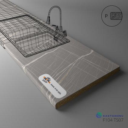 KASTAMONU - Pracovná doska TECHNOTOP - F104 TS07 - 4100 x 635 x 38 - Grey Sirius