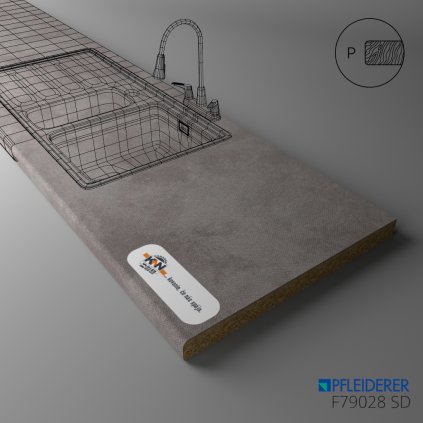 PFLEIDERER - Pracovná Doska - F79028 SD - Bronz Piquée - 2050 x 900 x 38 mm