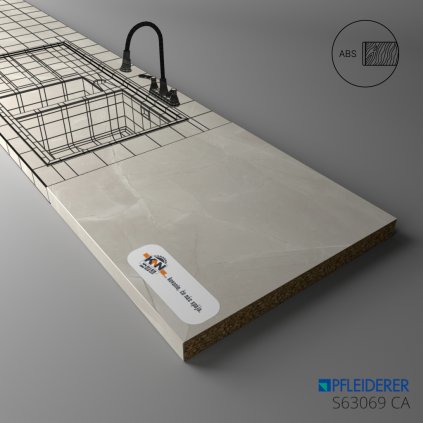 PFLEIDERER - Pracovná Doska - S63069 CA - Mramo Cracked Kitt - 2050 x 900 x 20 mm