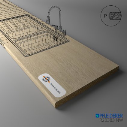 PFLEIDERER - Pracovná Doska - R20383 NW - Pure Oak - 2050 x 600 x 38 mm