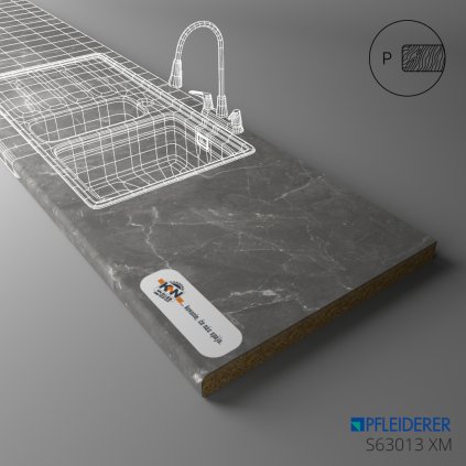 PFLEIDERER - Pracovná Doska - S63013 XM - Trasimeno Basalt Matt - 2050 x 900 x 38 mm