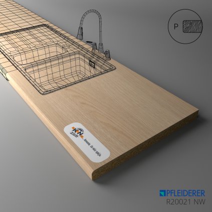 PFLEIDERER - Pracovná Doska - R20021 NW - Oak Lindberg - 2050 x 600 x 38 mm