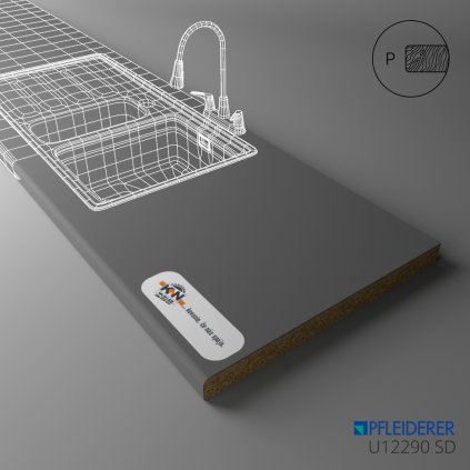 PFLEIDERER - Pracovná Doska - U12290 SD - Anthracite Grey  - 2050 x 900 x 38 mm