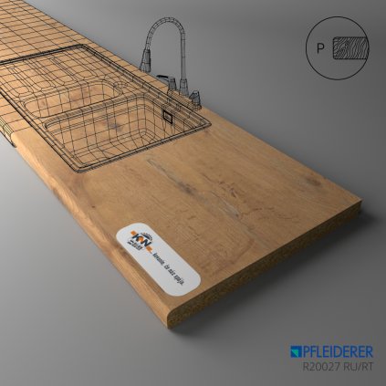 PFLEIDERER - Pracovná Doska - R20027 RU/RT - Pale Lancelot Oak - 2050 x 1200 x 38 mm