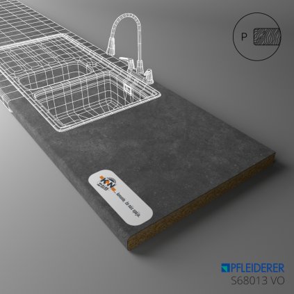 PFLEIDERER - Pracovná Doska - S68013 VO - Black Limestone - 2050 x 900 x 38 mm