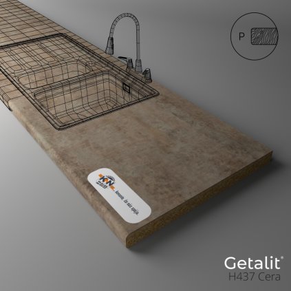 GETALIT - Pracovná doska - H437 Cera - 4100 x 600 x 39 mm