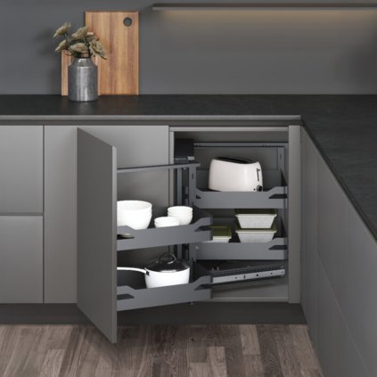 Wireli - MagicCorner Style s tlmením, plné dna, 850-940x530x595mm, Antracit, Ľavé