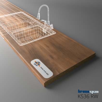 KRONOSPAN - Pracovná doska - K536 RW - ABS - Amber Baroque Oak - 2050 x 635 x 38 mm