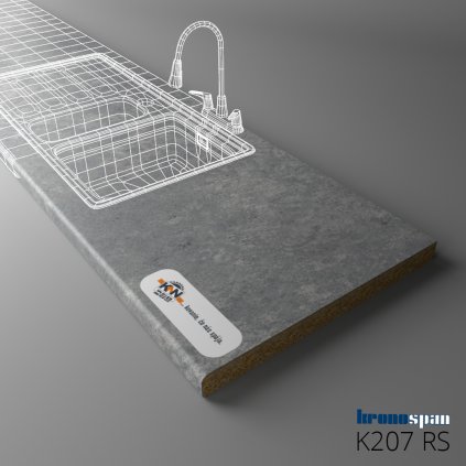 KRONOSPAN - Pracovná doska - K207 RS - Grey Galaxy - 2050 x 900 x 38 mm