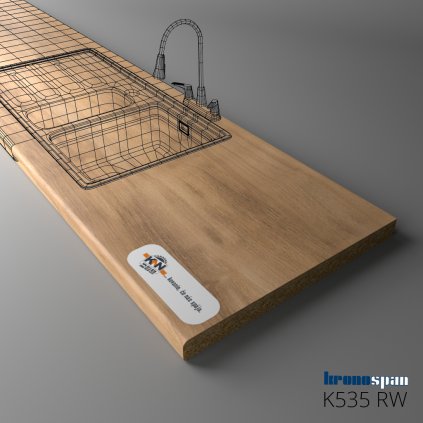 KRONOSPAN - Pracovná doska - K535 RW - ABS - Gold Baroque Oak - 2050 x 635 x 38 mm