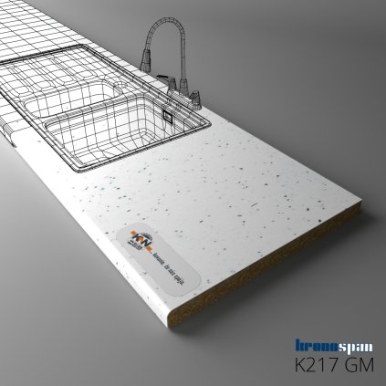KRONOSPAN - Pracovná doska - K217 GM - ABS - White Andromeda - 2050 x 900 x 38 mm