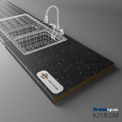 KRONOSPAN - Pracovná doska - K218 GM - ABS - Black Andromeda - 2050 x 900 x 38 mm