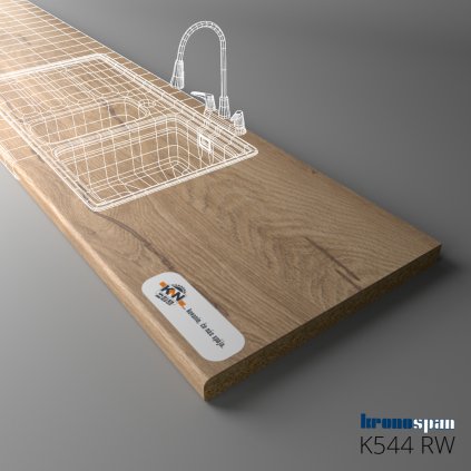 KRONOSPAN - Pracovná doska - K544 RW - ABS - Hazel Silverjack Oak - 2050 x 635 x 38 mm