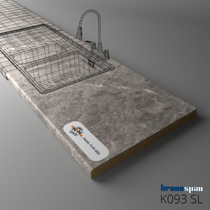 KRONOSPAN - Pracovná doska - K093 SL - ABS - Grey Emperador Marble - 2050 x 900 x 38 mm