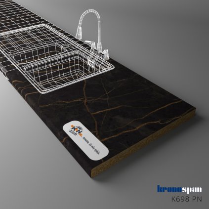 KRONOSPAN - Pracovná doska - K698 PN - Nero Bronzo - 2050 x 600 x 38 mm
