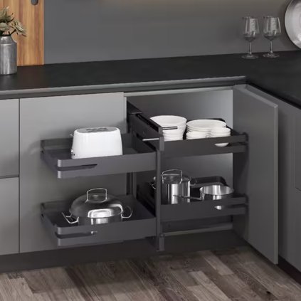 WIRELI - Výsuvný systém do slepého rohu, univerzálny (ľavý / pravý), Antracit