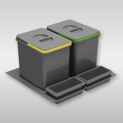 Smetný kôš GTV - Multino, 600 mm, 2 x 15 l + 2 x vanička, Antracit