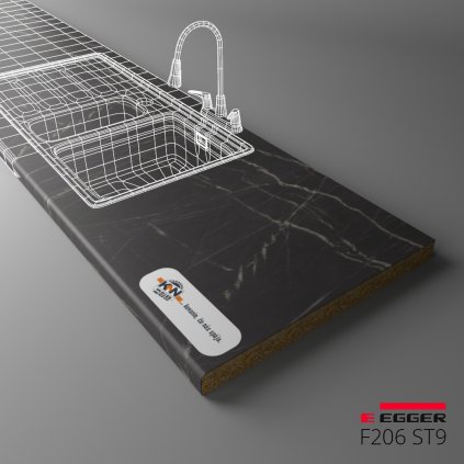 EGGER - Pracovná doska - F206 ST9 - Pietra Grigia čierna (Variant Dľžka 2050 mm, Variant Šírka 600 mm)