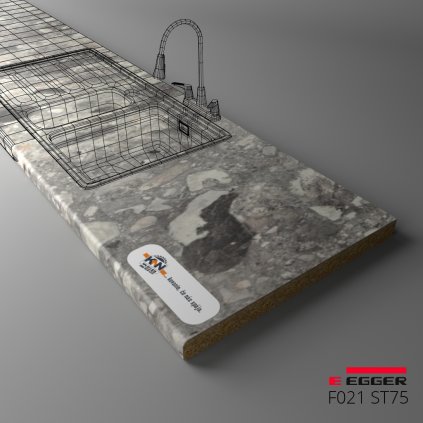 EGGER - Pracovná doska - F021 ST75 - Terrazzo triestino šedé - 38 mm