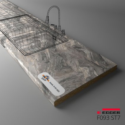 EGGER - Pracovná doska - F093 ST7 - Mramor Cipollino sivý (Variant Dľžka 4100 mm, Variant Šírka 600 mm)