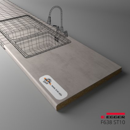 EGGER - Pracovná doska - F638 ST10 - Chromix strieborný - 38 mm