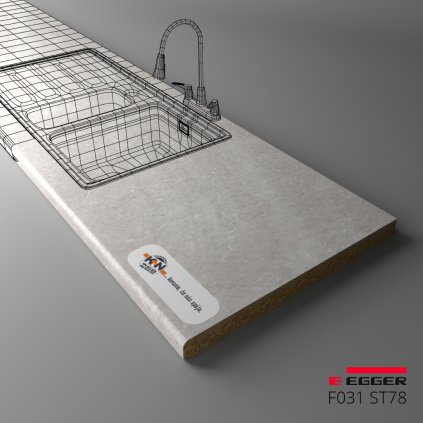EGGER - Pracovná doska - F031 ST78 - Granit Cascia svetlo sivý - 38 mm