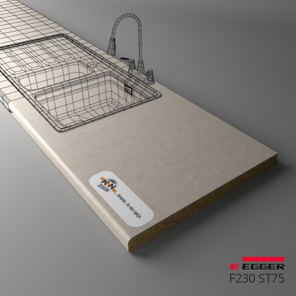 EGGER - Pracovná doska - F230 ST75 - Pietra Fananao svetlo sivá - 38 mm