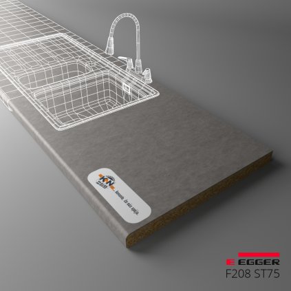 EGGER - Pracovná doska - F208 ST75 - Pietra Fanano sivá - 38 mm