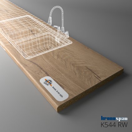 KRONOSPAN - Pracovná doska - K544 RW - ABS - Hazel Silverjack Oak - 4100 x 635 x 38 mm