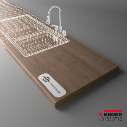 EGGER - Pracovná doska - H3133 ST12 - Dub Trufel Davos - 38 mm