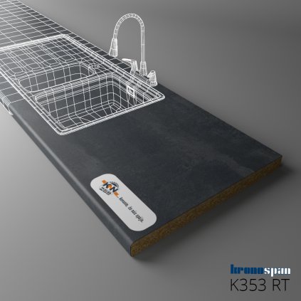 KRONOSPAN - Pracovná doska - K353 RT - ABS - Charcoal Flow - 4100 x 635 x 38 mm