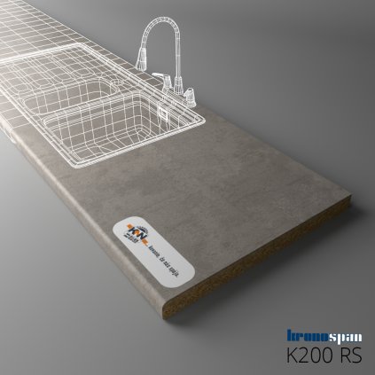 KRONOSPAN - Pracovná doska - K200 RS - ABS - Light Grey Concrete - 4100 x 900 x 38 mm