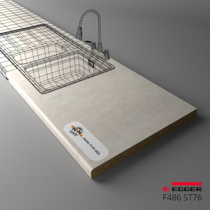EGGER - Pracovná doska - F486 ST76 - Sparkle Grain biely