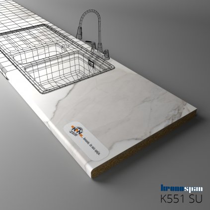 KRONOSPAN - Pracovná doska - K551 SU - ABS (NOVÁ HRANA) - Calacatta Olympus - 4100 x 635 x 38 mm
