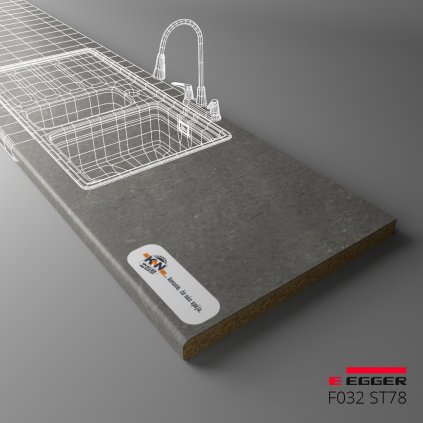 EGGER - Pracovná doska - F032 ST78 - Granit Cascia sivý - 38 mm