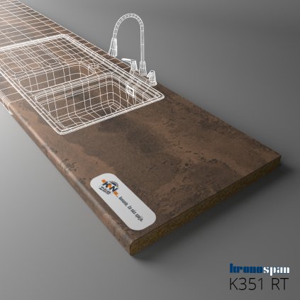 KRONOSPAN - Pracovná doska - K351 RT - ABS - Rusty Flow - 4100 x 900 x 38 mm